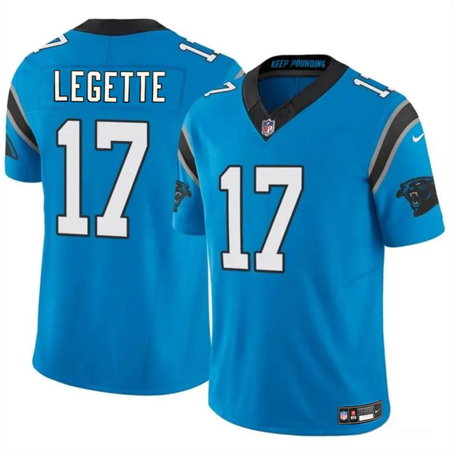 Men's Carolina Panthers #17 Xavier Legette Blue 2024 Draft F.U.S.E. Vapor Limited Football Stitched Jersey